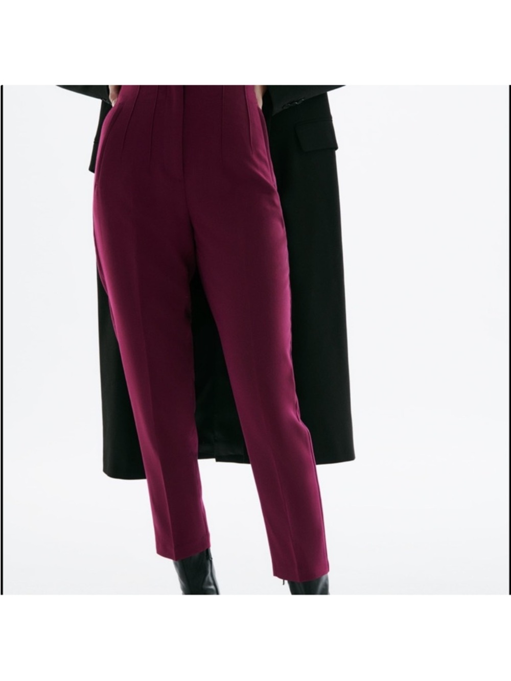 Zara Burgundy high waisted trousers